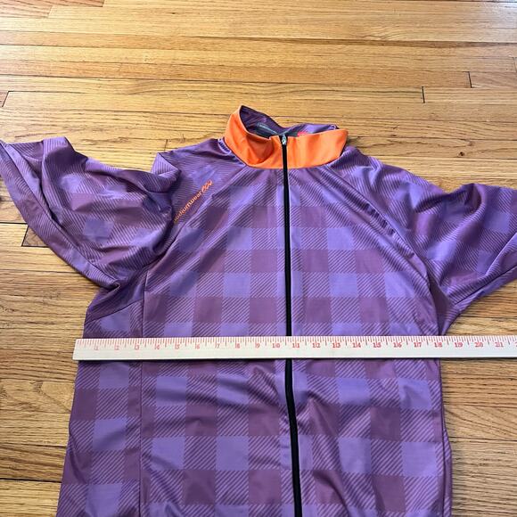 Podium Wear Jacket Womens XL Purple Plaid Zip Up Jersey Pocket Cycle Shirt - Picture 8 of 9